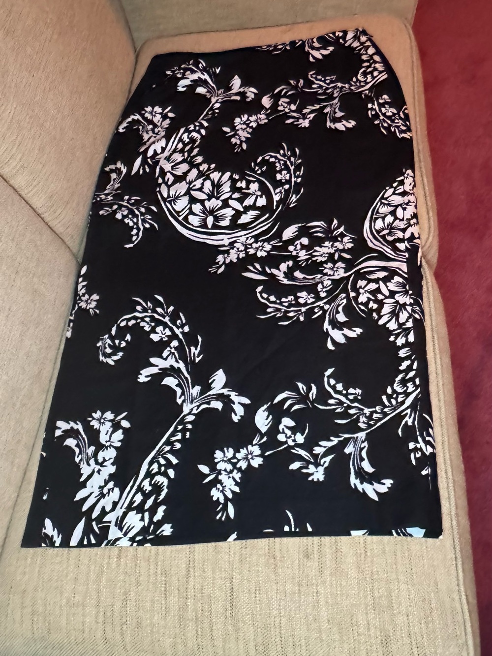 NWT LOFT Floral Paisley Ruched Linen Blend Midi Skirt - Picture 5 of 16
